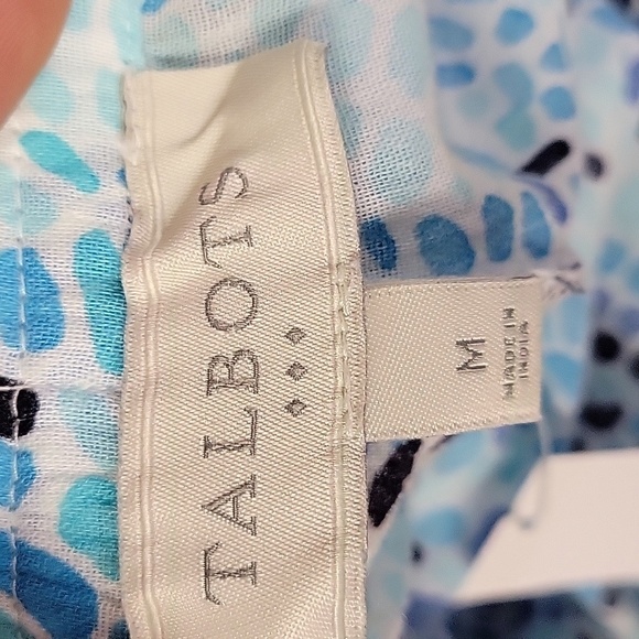 Talbots Womens Vibrant Blue Print Pants 100% Cotton With Adjustable Strap Sz M - Picture 8 of 10